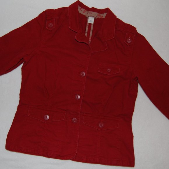 Old Navy Red Denim Blazer, Women Size L (39" Bust) - Picture 7 of 11